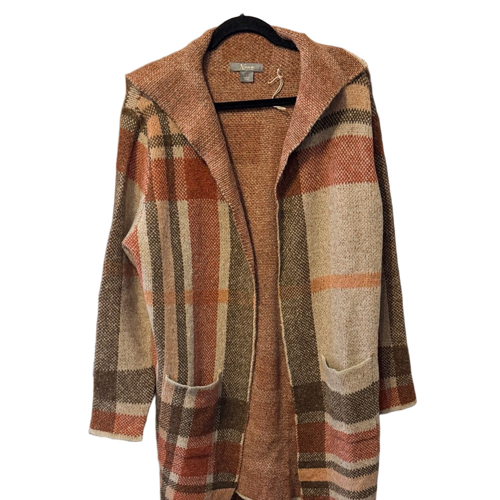 Natural Reflections Plaid Open-Front Cardigan with Pockets
